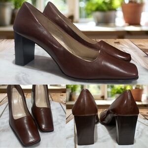 NWT COACH Malorie KO JO56 Italian Leather Block Heel Pumps Size 7.5